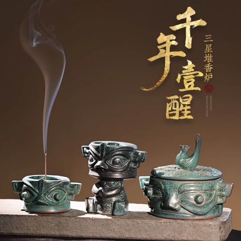 千年壹醒三星堆銅人文香爐創意擺件– 普雲閣
