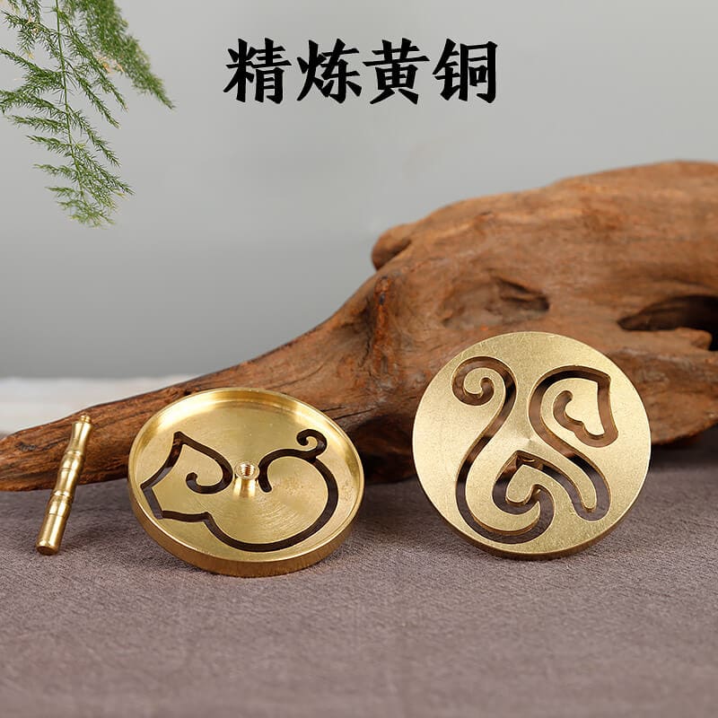 香】香道具 純銀 香合 捻込式 刻印 56g 香道用品-金色體驗裝套